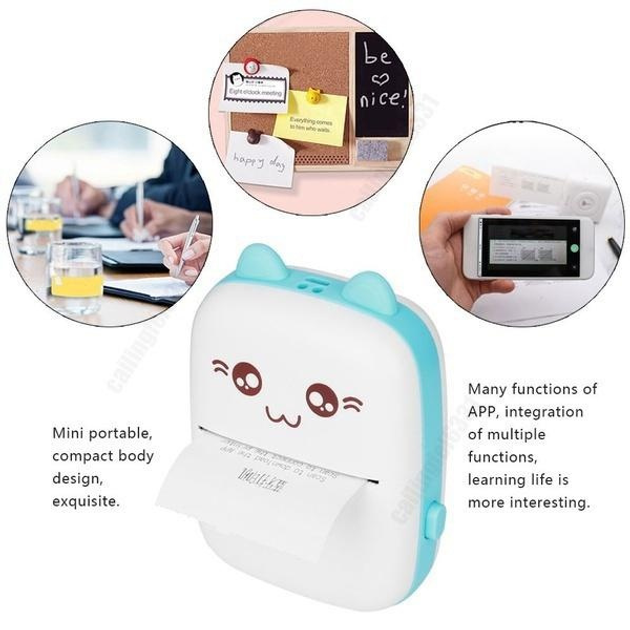 Портативний Міні Принтер Bluetooth iPrint Blue - 200DPI Термальний, Безчорнильний - изображение 4