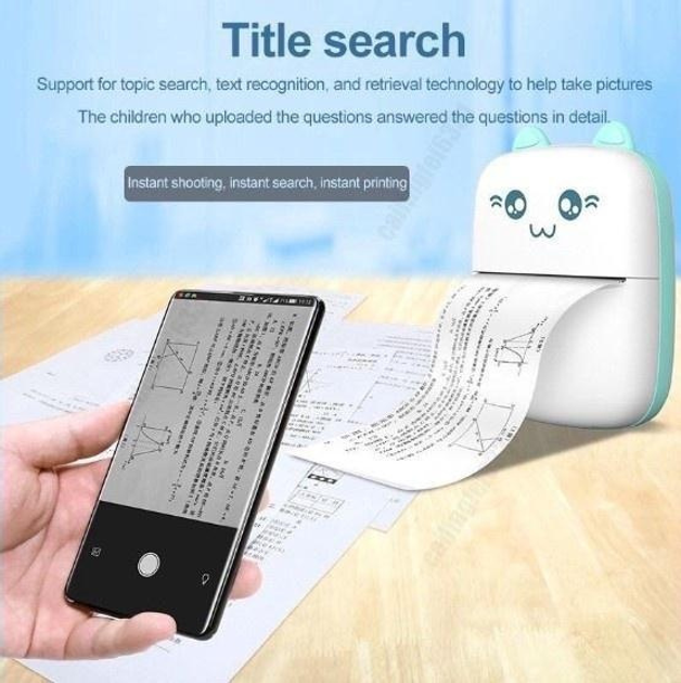 Портативний Міні Принтер Bluetooth iPrint Blue - 200DPI Термальний, Безчорнильний - изображение 5