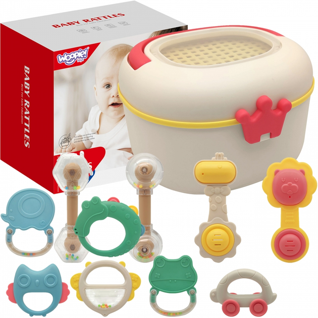 Zestaw miękkich grzechotek Woopie Toys z pudelkiem 14 szt (5904326949447) - obraz 1