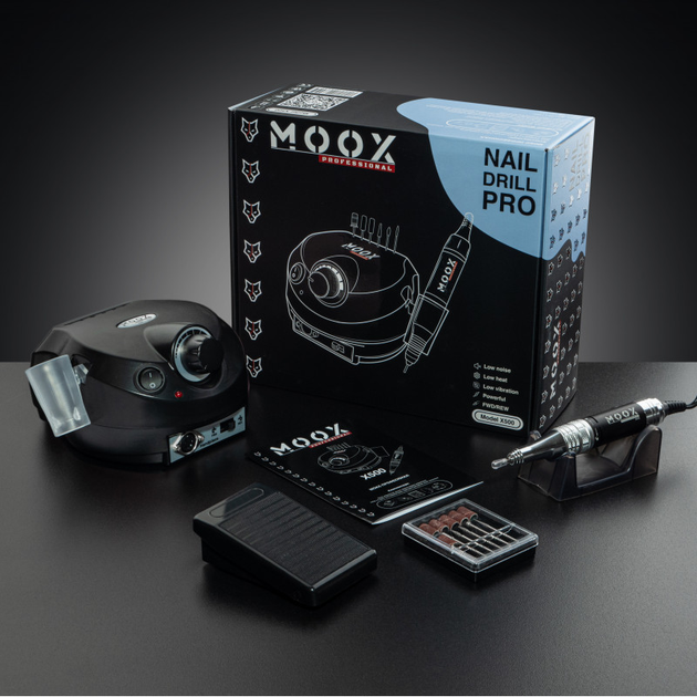 Фрезер Мокс X500 (Черный) на 45 000 об./мин. и 65W. для маникюра и педикюра - Фото 1 Фрезер Мокс X500 (Черный) на 45 000 об./мин. и 65W. для маникюра и педикюра - изображение 1