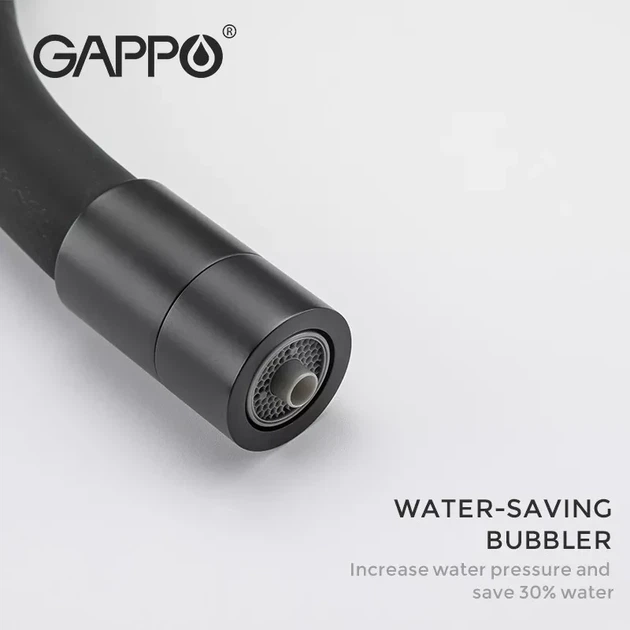Смеситель для кухни под фиьтр GAPPO G4398-36 с гибким изливом, черный - изображение 7