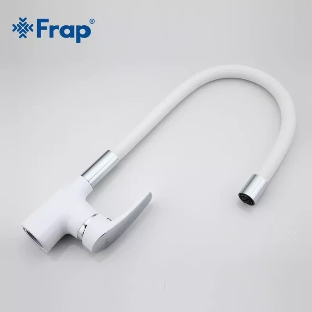 Змішувач для кухні Frap F4453-03 з гнучким виливом, білий/хром - Фото 4 Змішувач для кухні Frap F4453-03 з гнучким виливом, білий/хром - изображение 4