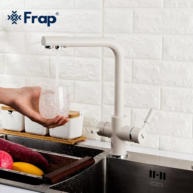 Змішувач для кухні під фільтр Frap F4352-24 на дві води, бежевий - Фото 3 Змішувач для кухні під фільтр Frap F4352-24 на дві води, бежевий - зображення 3