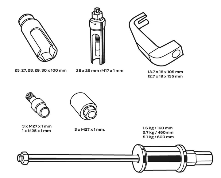 Знімачі для форсунок DCT NEO Tools з інерційним молотком 11-884 (5907558435412) - зображення 11