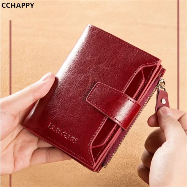 Женский кошелек кожаный маленький, Защита RFID, 17 мест для карточек, 2 ...