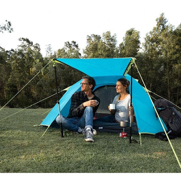 Трехместная надувная палатка Naturehike P-Series NH18Z033-P 210T/65D, голубой - изображение 4