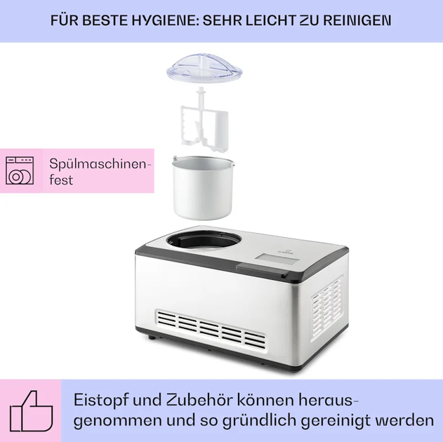 Умная мороженица Klarstein Dolce Bacio Smart Машина для приготовления мороженого 180 Вт - изображение 2