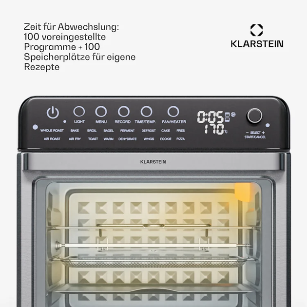 Фритюрница с горячим воздухом для приготовления Klarstein Air Glaze Digital 2000 Вт 34 литра - изображение 8