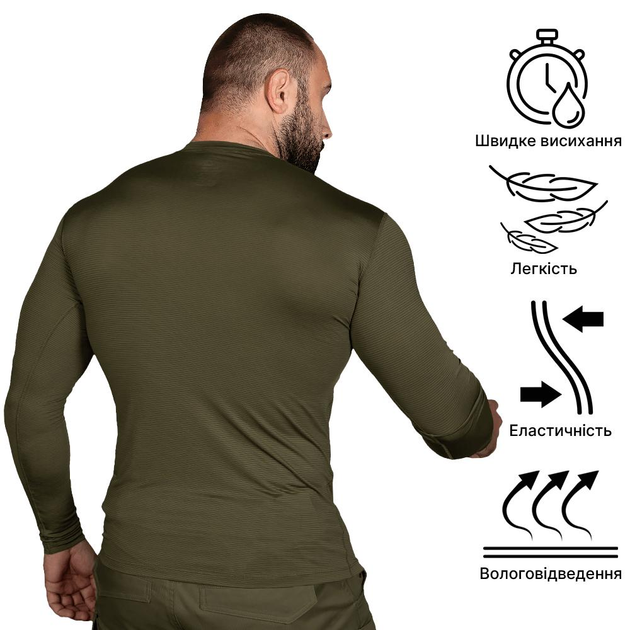 Тактический CamoTec лонгслив CoolTouch Olive олива 2XL - изображение 2