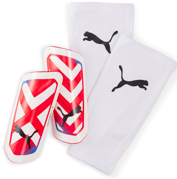 Футбольні щитки Puma Ultra Flex Sleeve 030871 05 M Біло-червоні (4099684185055) - зображення 1