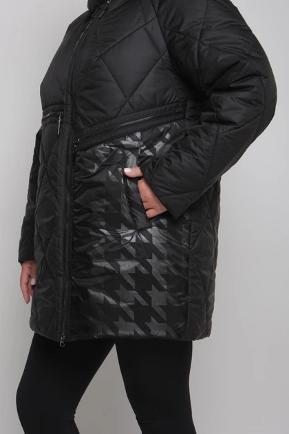 Зимняя женская куртка большого размера UF-Fashion 1074 - RSС 60 черный - Фото 5 Зимняя женская куртка большого размера UF-Fashion 1074 - RSС 60 черный - изображение 5