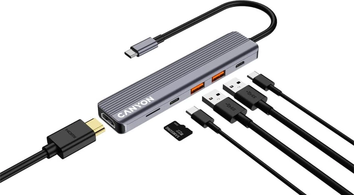 USB-хаб Canyon 6-в-1 4K USB-C DS-17 (CNS-TDS17) - зображення 6