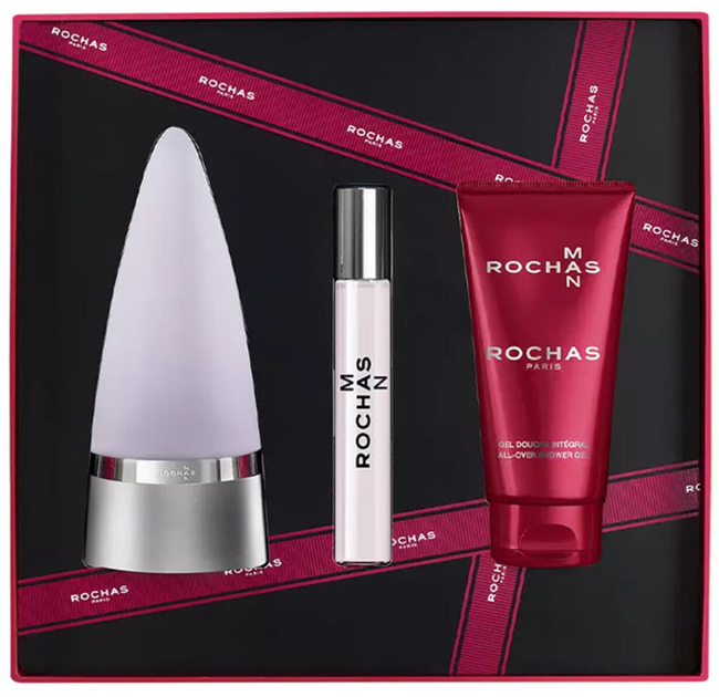 Zestaw męski Rochas Rochas Man Woda toaletowa 100 ml + Żel pod prysznic 100 ml + Woda toaletowa 20 ml (3386460112864) - obraz 3