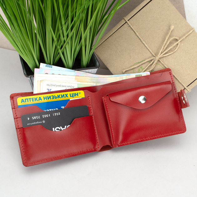 Портмоне женское кожаное на кнопке Handycover HC0042 красное - Фото 10 Портмоне женское кожаное на кнопке Handycover HC0042 красное - изображение 10
