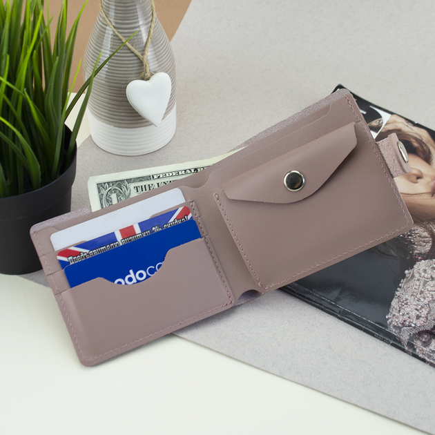 Жіноче портмоне шкіряне на кнопці Handycover HC0042 нюдовий - зображення 8