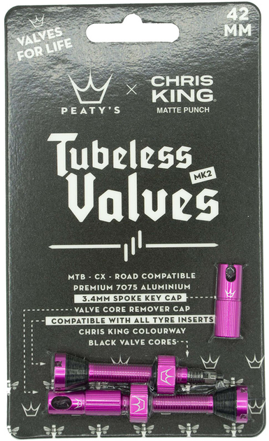 Ниппели Peaty's x Chris King Tubeless Valves 42 мм Punch (PTV2-42-PUN-12) 