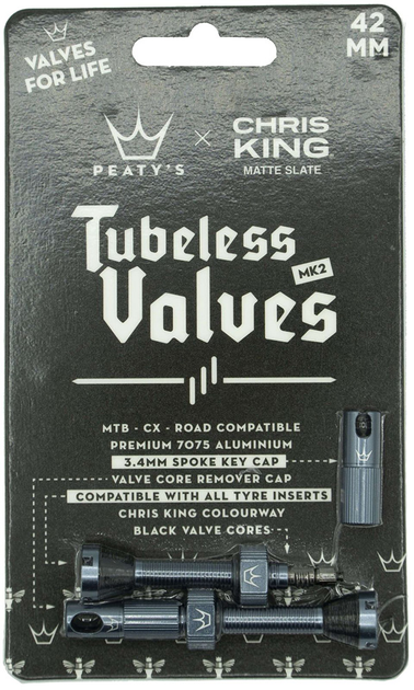 Ниппели Peaty's x Chris King Tubeless Valves 42 мм Slate (PTV2-42-SLT-12) 