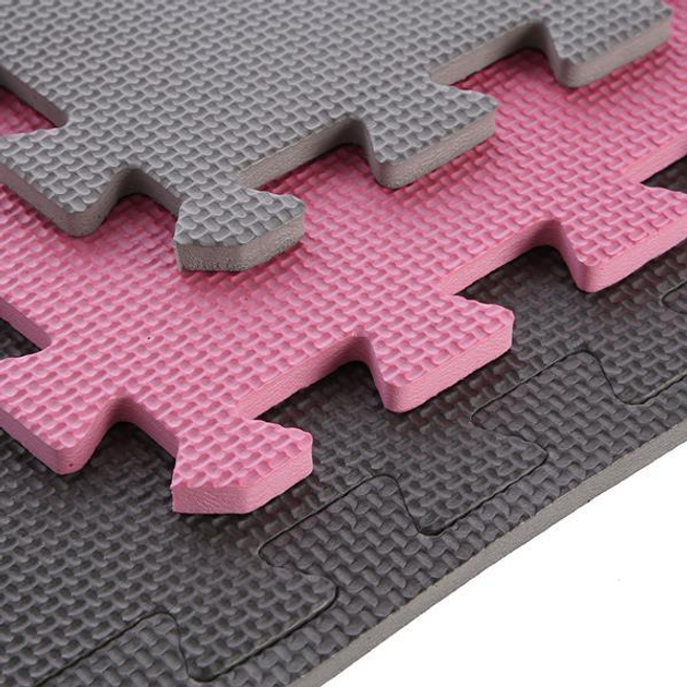 Килимок пазл HMS One Fitness MP10 10 мм 9 елементів Pink-Grey-Black (5907695592061) - зображення 4
