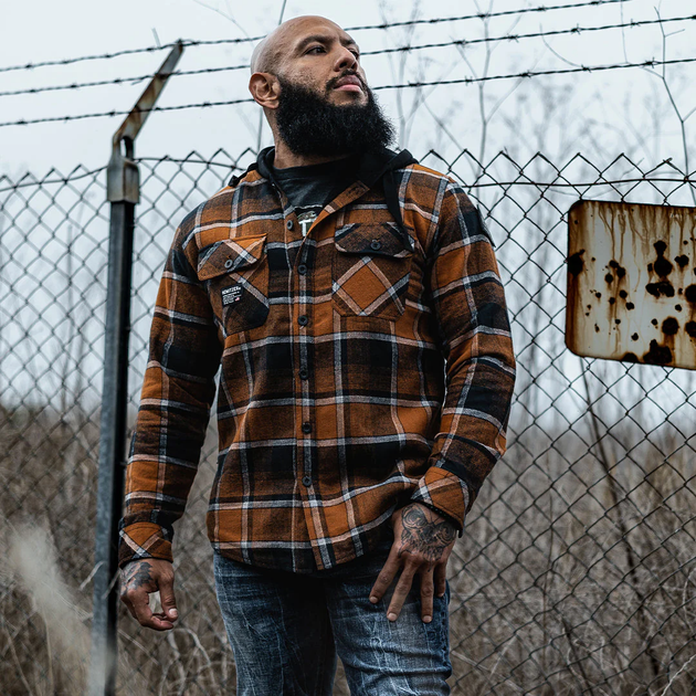 Рубашка Howitzer Artillery Longsleeve Flannel Hood Brown Multi (371WV022-BRMU-S) - изображение 4