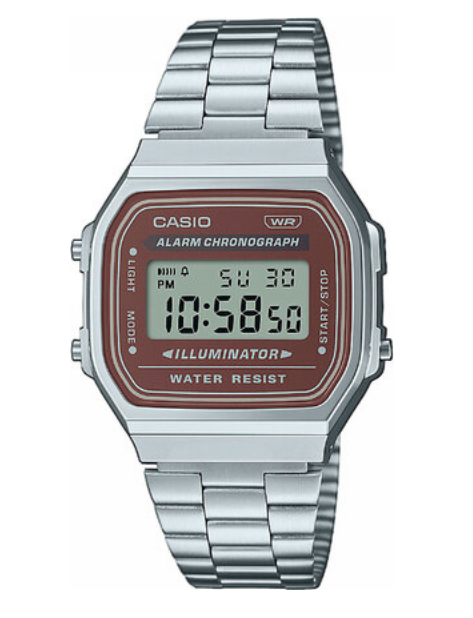Мужские наручные часы CASIO A168WA-5AYES Серебро/Экран Коричневый - Фото 1 Мужские наручные часы CASIO A168WA-5AYES Серебро/Экран Коричневый - изображение 1
