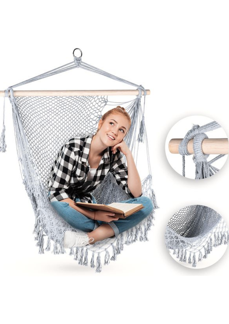 Кресло-гамак Outtec Boho подвесное бежевое бразильское кресло-качалка для сада террасы - Фото 7 Кресло-гамак Outtec Boho подвесное бежевое бразильское кресло-качалка для сада террасы - изображение 7