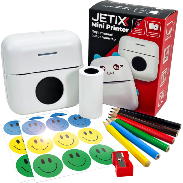 Детский портативный термопринтер Jetix Mini printer с набором карандашей и стикеров (JMP-2-TPK3) - изображение 1