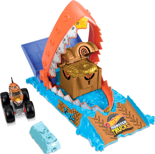 Zestaw Hot Wheels Monster Trucks Arena Smashers Wyzwanie Rekina (0194735195435) - obraz 1