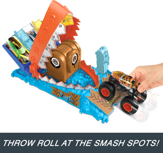 Zestaw Hot Wheels Monster Trucks Arena Smashers Wyzwanie Rekina (0194735195435) - obraz 2