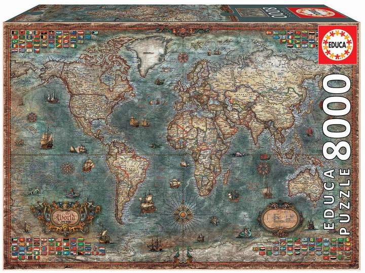 Puzzle Educa Mapa historyczna świata 192 x 136 cm 8000 elementów (8412668180178) - obraz 1