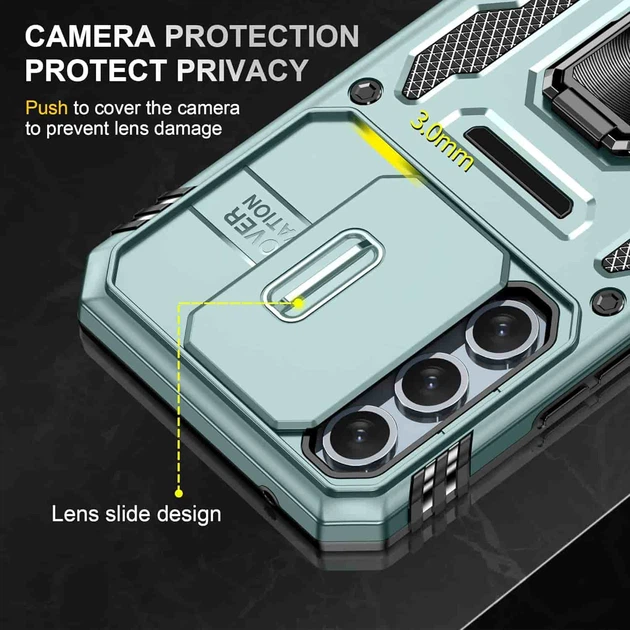 Ударопрочный чехол Camshield Army Ring для Samsung Galaxy S24 FE Зеленый / Light Green Без бренда - изображение 4
