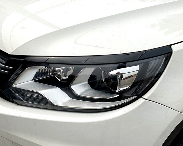 Накладки на фары, реснички VW Tiguan черный глянец ABS-пластик (11-15 г.в.) - изображение 4