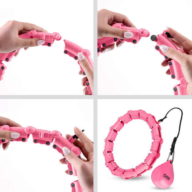 Hula Hoop z wypustkami i obciążnikiem HMS One Fitness OHA02 Różowy (5907695552669) - obraz 11