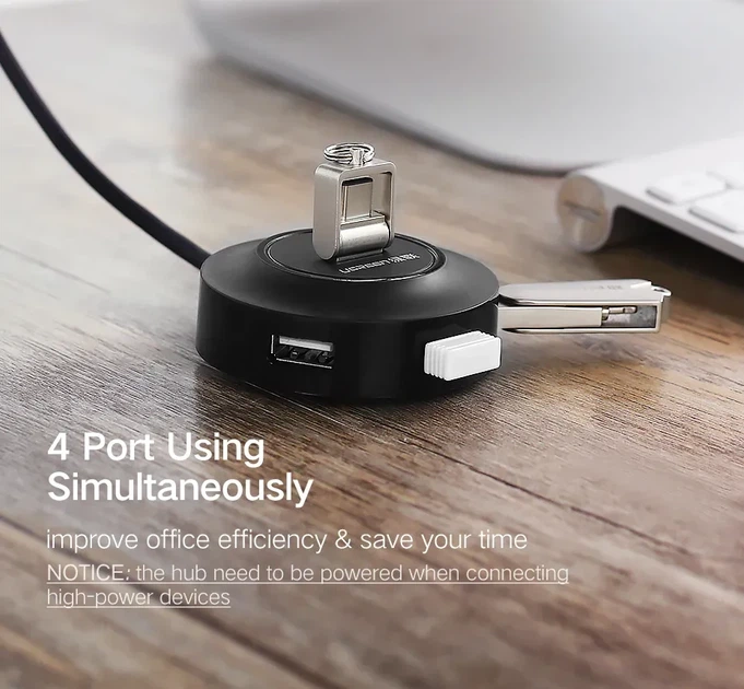 USB-хаб Ugreen USB 2.0 hub разветвитель 4 порта 0.25 м Black (CR106) - изображение 3