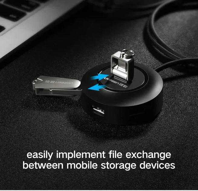 USB-хаб Ugreen USB 2.0 hub разветвитель 4 порта 0.25 м Black (CR106) - изображение 7
