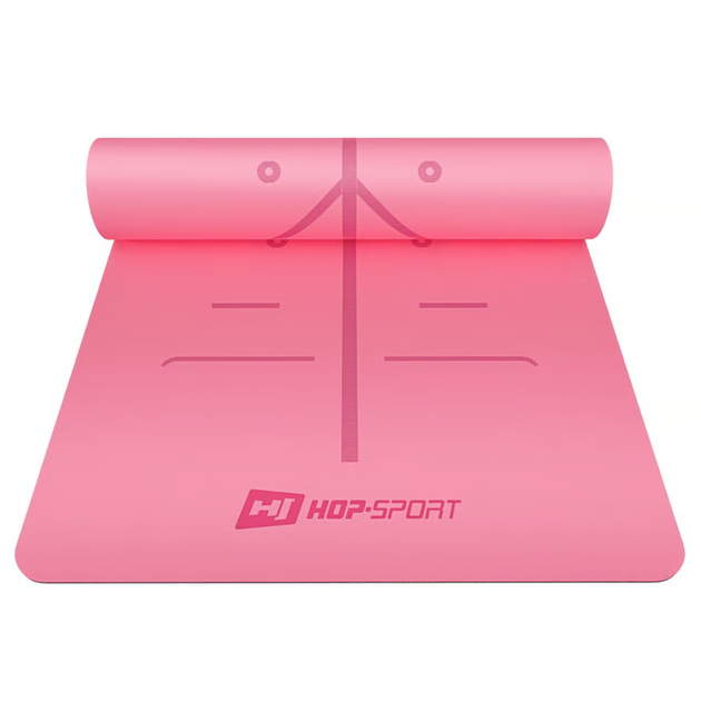 Йога-мат Hop-Sport PU 0,5см 183 x 68см HS-P005GM розовый - изображение 5