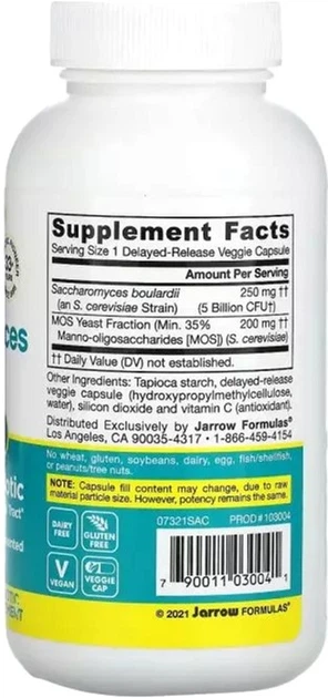 Комплекс пробіотиків Jarrow Formulas Сахароміцети Буларді Saccharomyces Boulardii 90 капсул (790011030041) - зображення 2