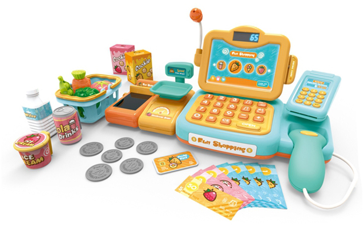 Касовий апарат Woopie Happy Shoping з аксесуарами 24 предмети Блакитний (5904326941298) - зображення 3