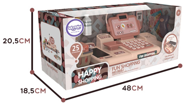 Касовий апарат Woopie Happy Shoping з аксесуарами 25 предметів Рожевий (5904326941854) - зображення 2