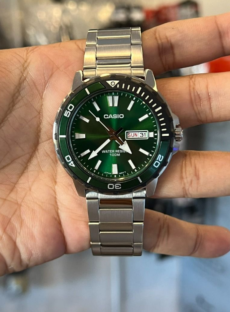 Чоловічий годинник CASIO MTD-125D-3AVDF Срібло/Екран Зелений