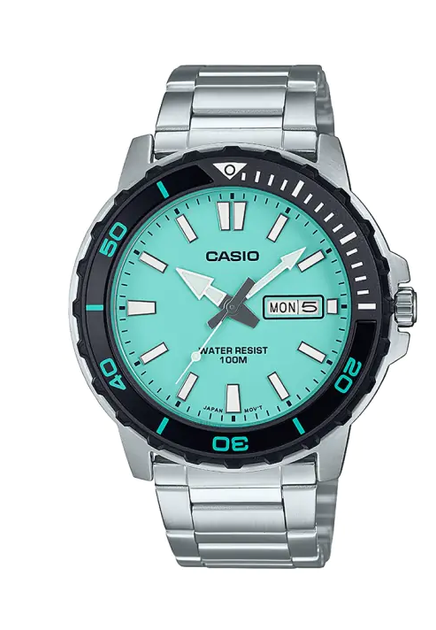 Мужские часы CASIO MTD-125D-2A2VDF Серебро/Экран Бирюзовый