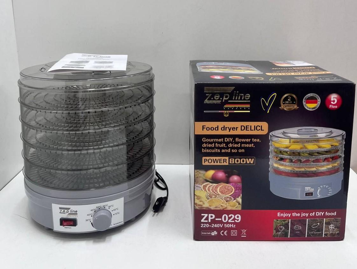 Сушильный аппарат (дегидратор) для фруктов , овощей и прочих продуктов Zepline (Серая) - изображение 4