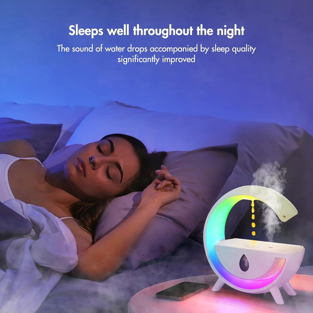 Увлажнитель воздуха антигравитационный капельный эффект, ночник с RGB подсветкой WHITE (027j) - изображение 2