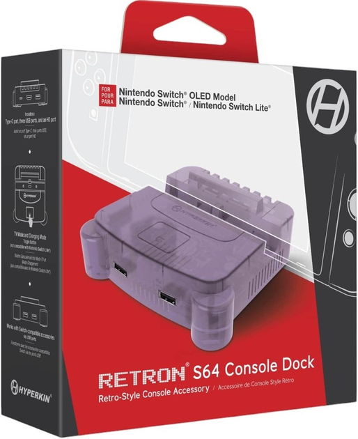 Stacja dokująca HYPERKIN RetroN S64 Console Dock Purple (0810007710495) - obraz 2