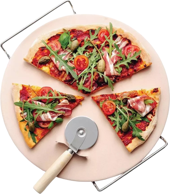 Kamień do pieczenia pizzy Duka Pizza Stone z nożykiem 33 cm (5901912160101) - obraz 2