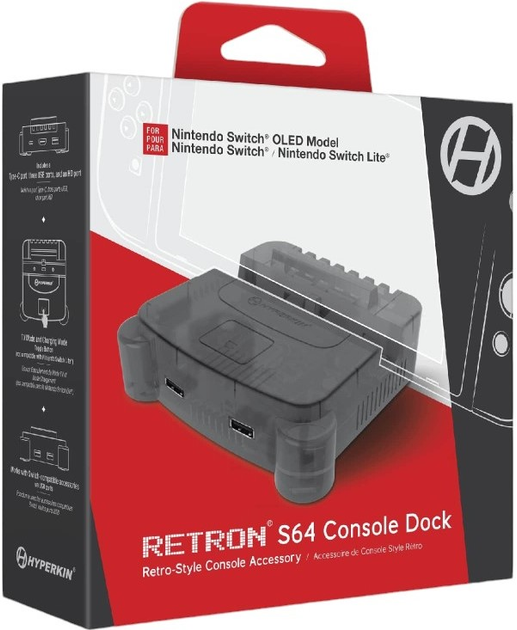 Док станція HYPERKIN RetroN S64 Console Dock Smoke Gray (0810007710471) - зображення 2