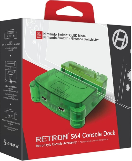 Док станція HYPERKIN RetroN S64 Console Dock Smoke Lime Green (0810007710396) - зображення 2