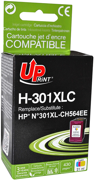 Tusz do drukarek UPrint CH564EE do HP Color 21 ml (H-301XLC) - obraz 1