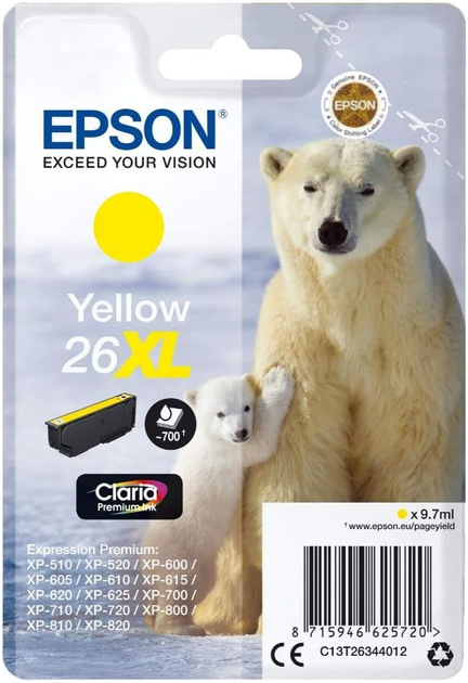 Tusz do drukarek Epson T263440 26 XL 9.7 ml Yellow (C13T26344022) - obraz 1