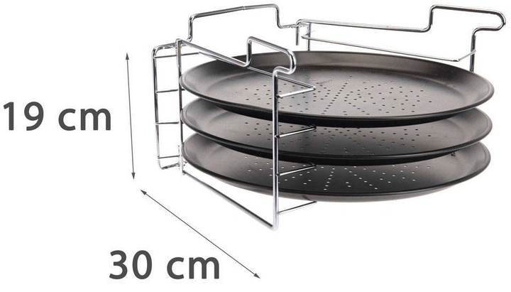 Набір для випікання піци Excellent Houseware 3 металевих деко + підставка (8711295789243) - зображення 4