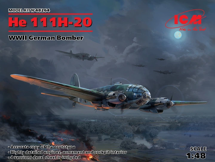 Сборная модель ICM He 111H-20, Немецкий бомбардировщик 2 Мировой войны 48264 - Фото 2 Сборная модель ICM He 111H-20, Немецкий бомбардировщик 2 Мировой войны 48264 - изображение 2